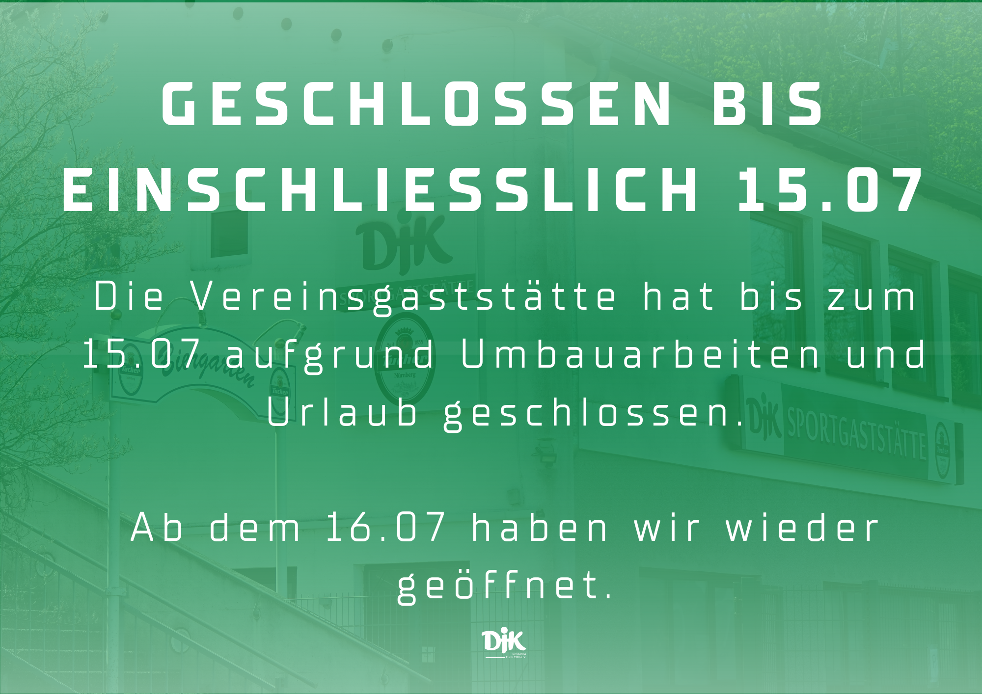Wichtige Mitteilung: Vorübergehende Schließung unserer Gaststätte